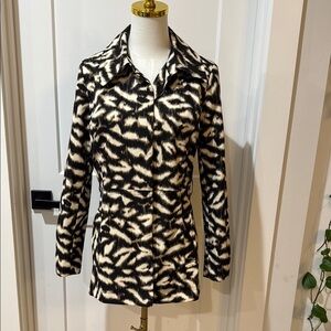 Sandro Studio Size S Leopard Animal Print  Jacket Button Up Mid Length